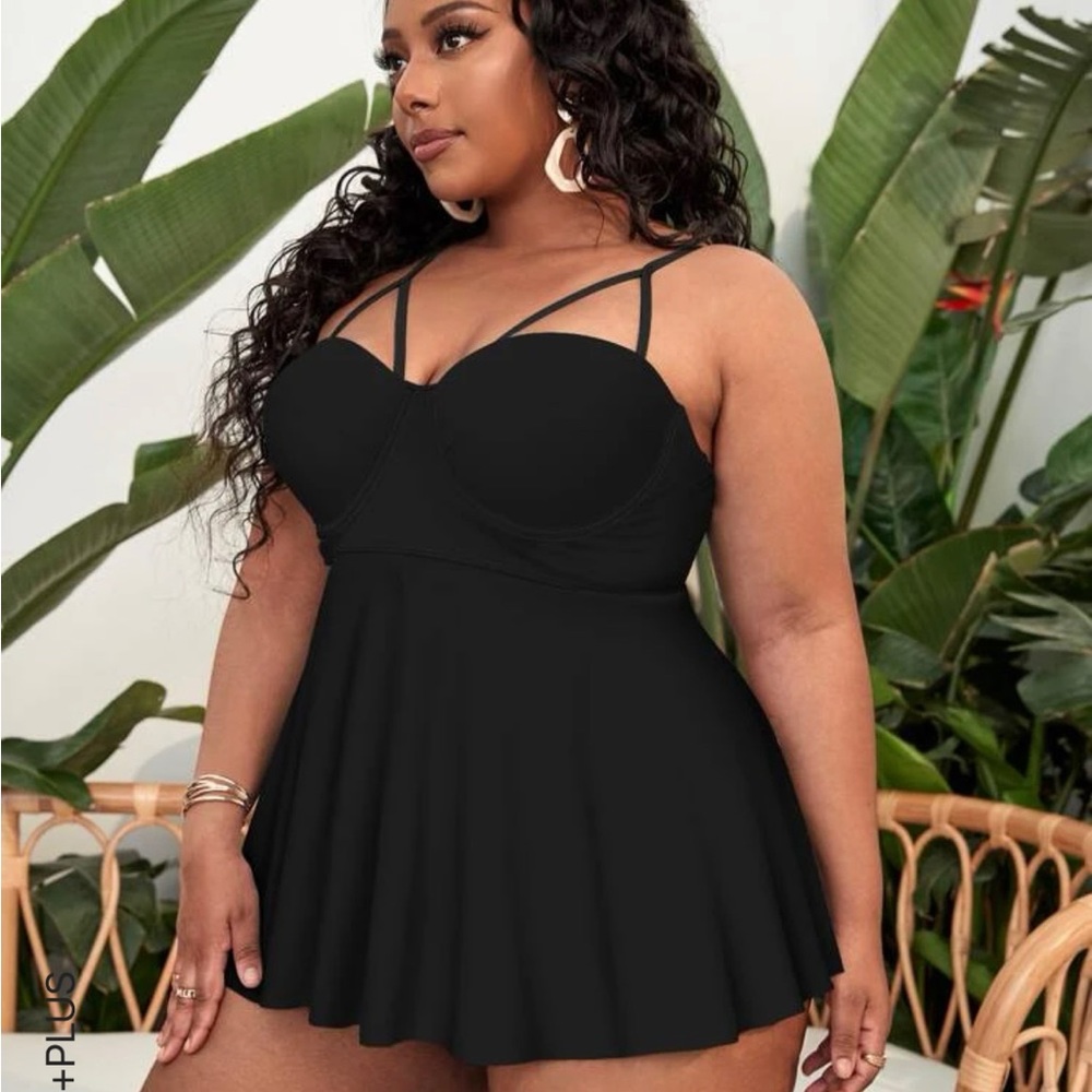 Plus Cut-out Push Up High Waist Bikini Swimsuit